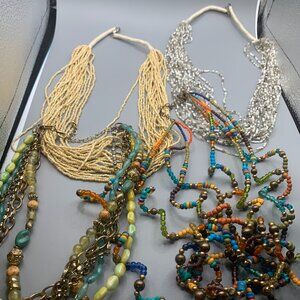 Lot of 4 Assorted Beaded Multi Strand Necklaces